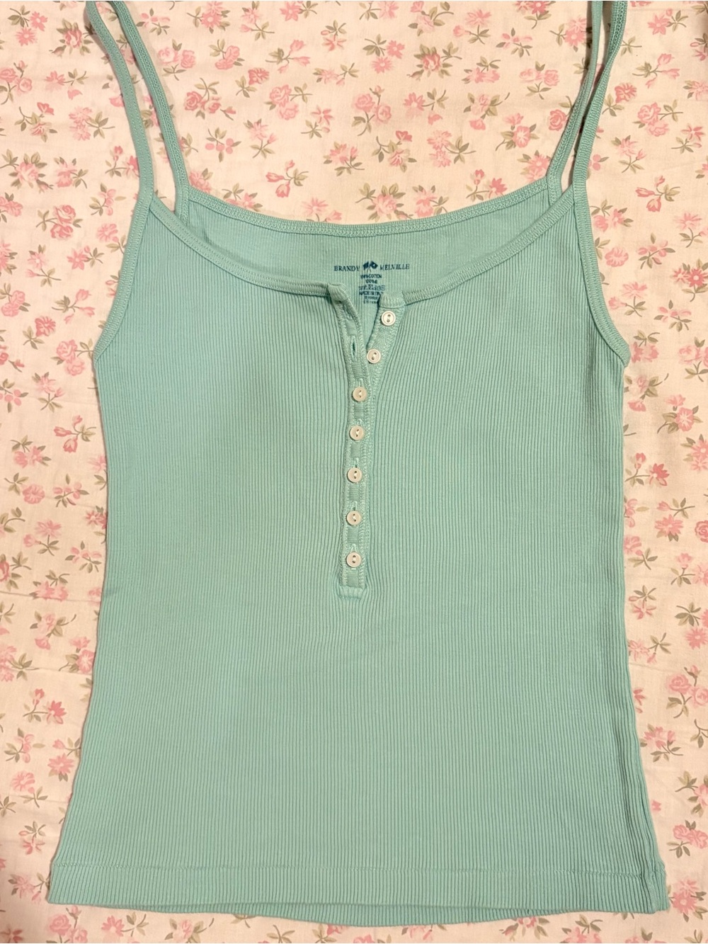 Brandy Melville Seafoam Ribbed Henley Cami